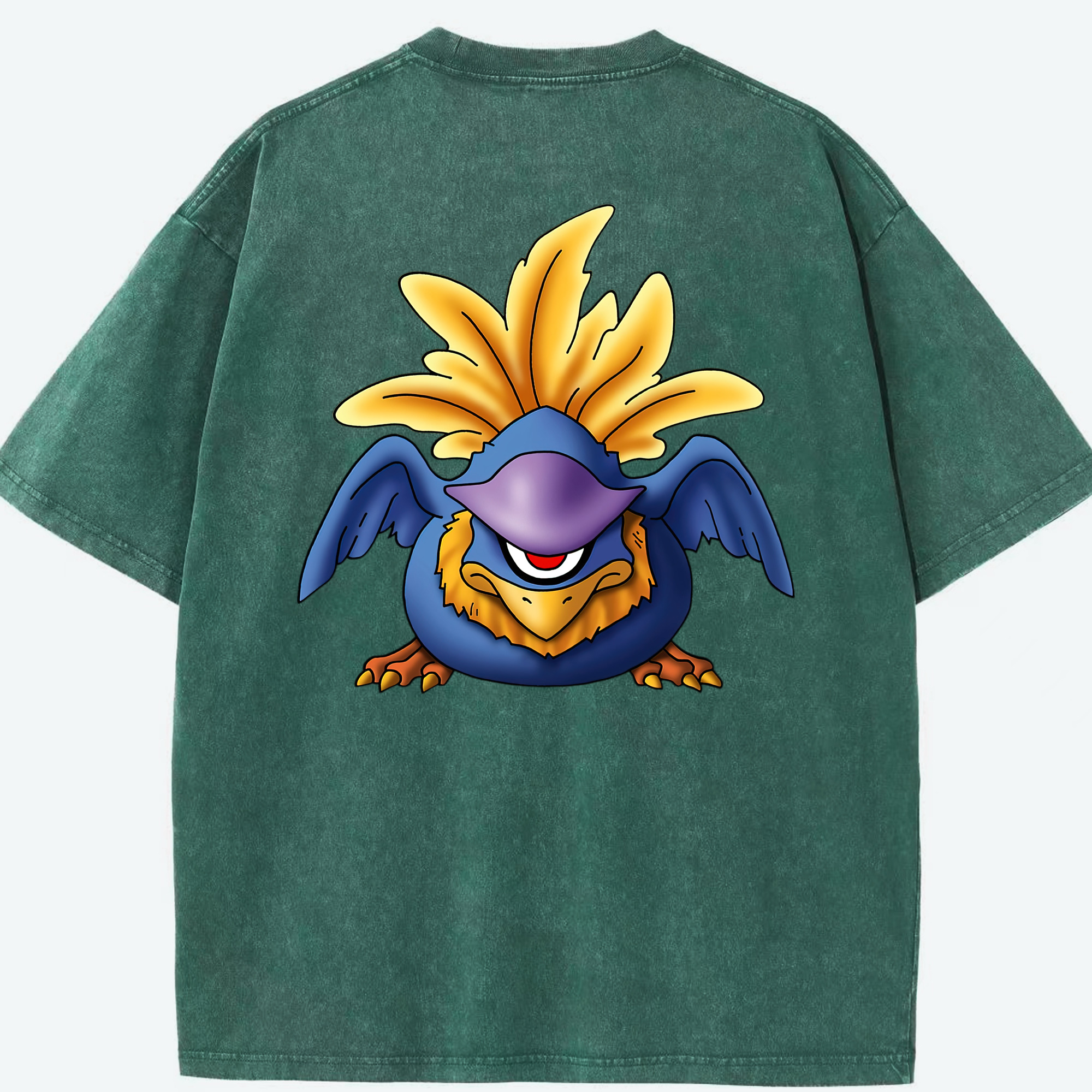（画像用） ドラゴンクエスト Doragon Kuesuto Dragon Quest 綿100% ヴィンテージ風 半袖Tシャツ（背面プリント）